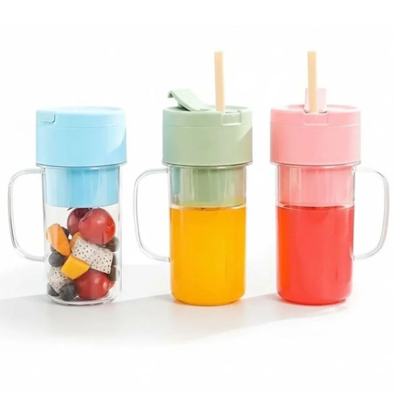 Portable Mini Crusher Juicer – USB Rechargeable Electric Juice Cup with Straw & Handle