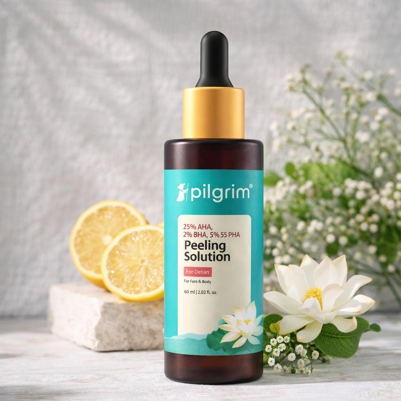 Pilgrim 25% AHA, 2% BHA, 5% PHA Peeling Solution For Detan Exfoliating Serum – 60ml